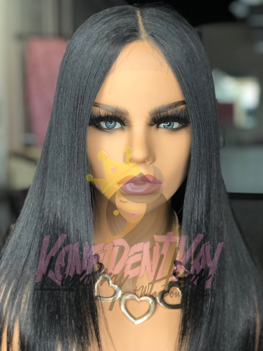 Black Human Hair Blend Glueless Wig - Konfident Kay Luxury Virgin Hair Salon & Wig Boutique