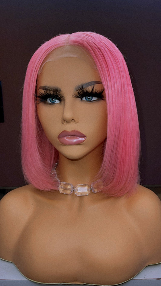 Pink Bob Closure Custom Wig Unit