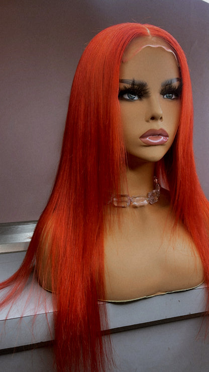 18” Red Lace Closure Glueless Custom Wig Unit