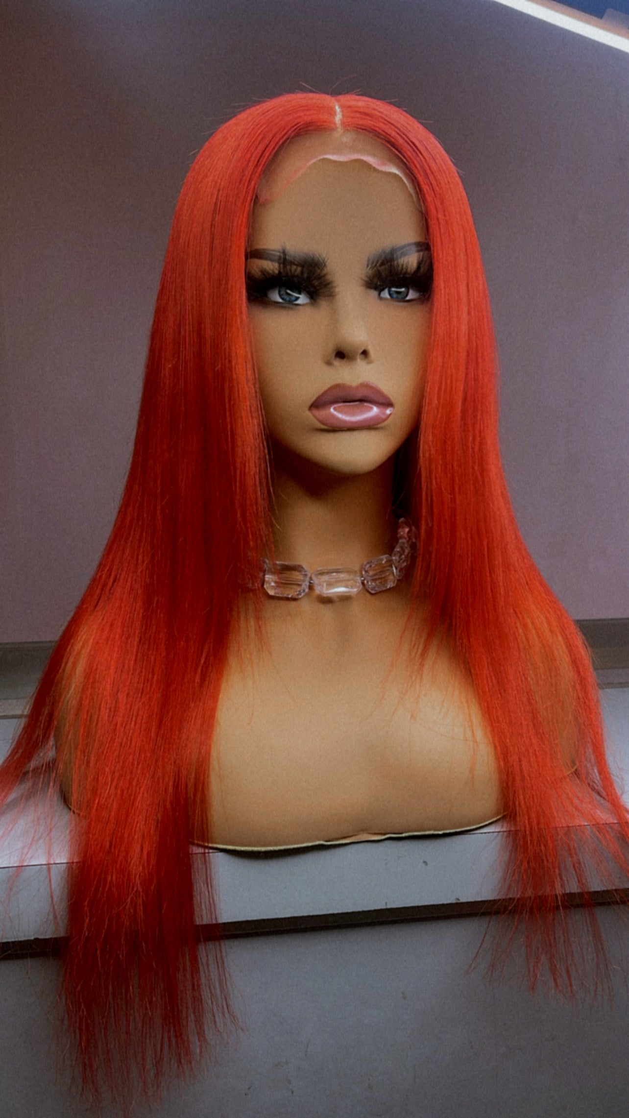 18” Red Lace Closure Glueless Custom Wig Unit