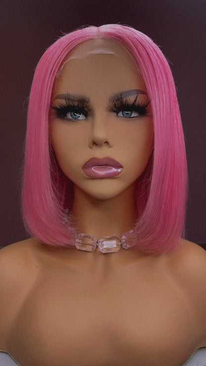 Pink Bob Closure Custom Wig Unit